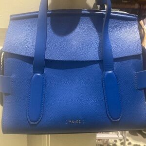 REISS Sophie Blue Leather Crossbody Bag